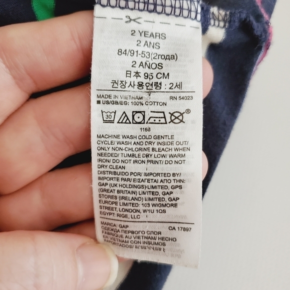 K1093 * Baby Gap Girls Colorful Striped Dress Navy Blue Size 2T - Picture 5 of 6